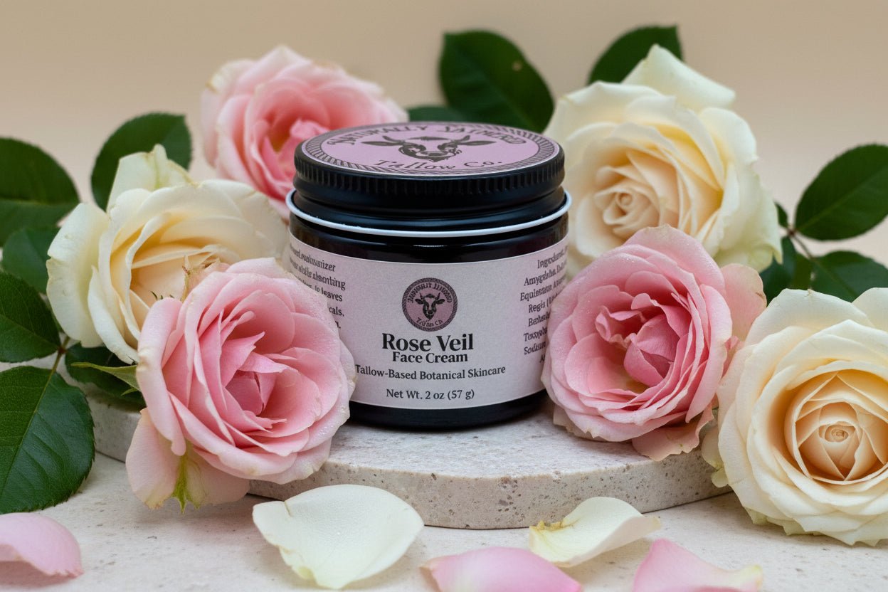 フェイスクリーム ROSE tea. Rose Tallow Face Cream - Anti-Aging Natural Moisturizer