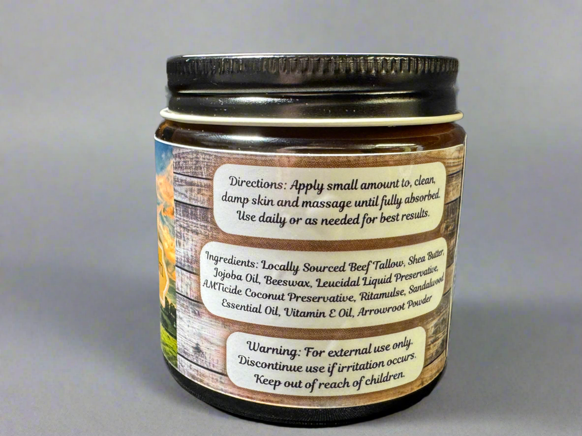 Jar with a label on a gray background