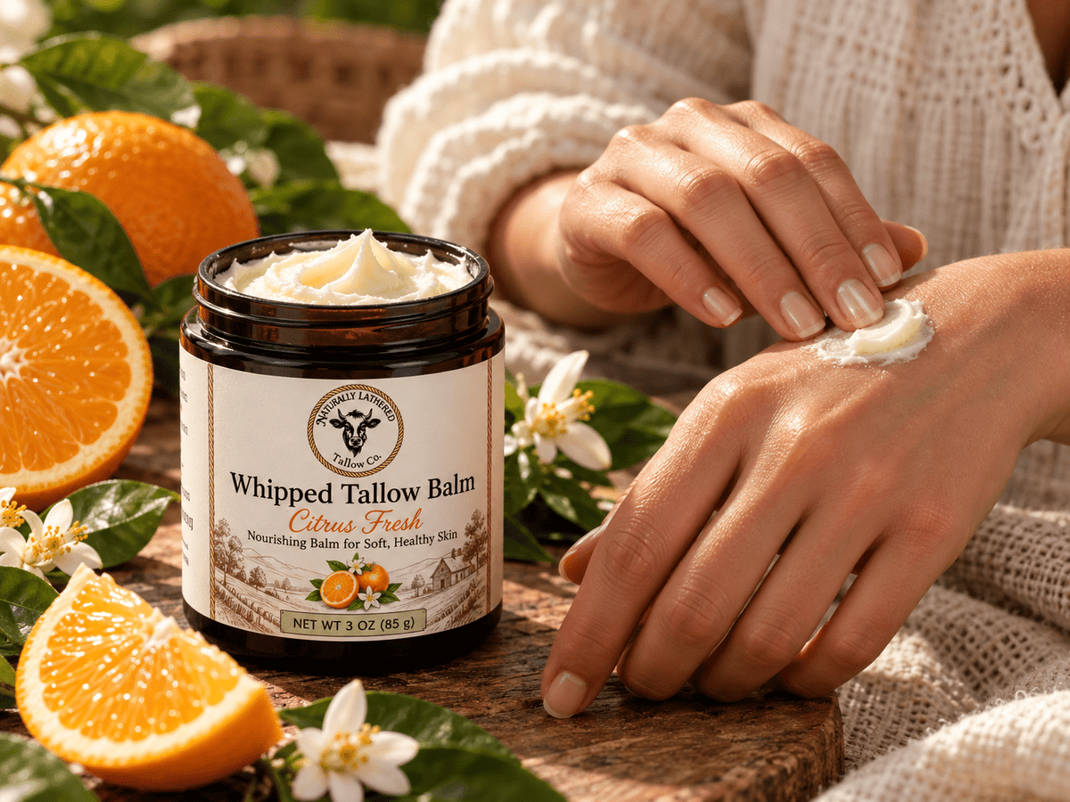 Citrus Fresh Whipped Tallow Balm | Nourishing Skin Moisturizer - Naturally Lathered Tallow Co.