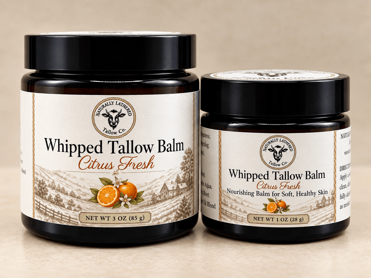 Citrus Fresh Whipped Tallow Balm | Nourishing Skin Moisturizer - Naturally Lathered Tallow Co.