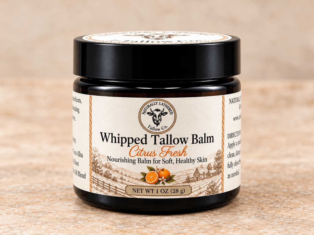 Citrus Fresh Whipped Tallow Balm | Nourishing Skin Moisturizer - Naturally Lathered Tallow Co.
