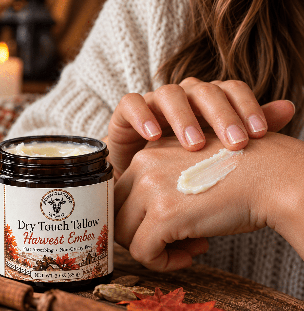 Harvest Ember Dry Touch Tallow Balm | Non-Greasy Tallow - Naturally Lathered Tallow Co.