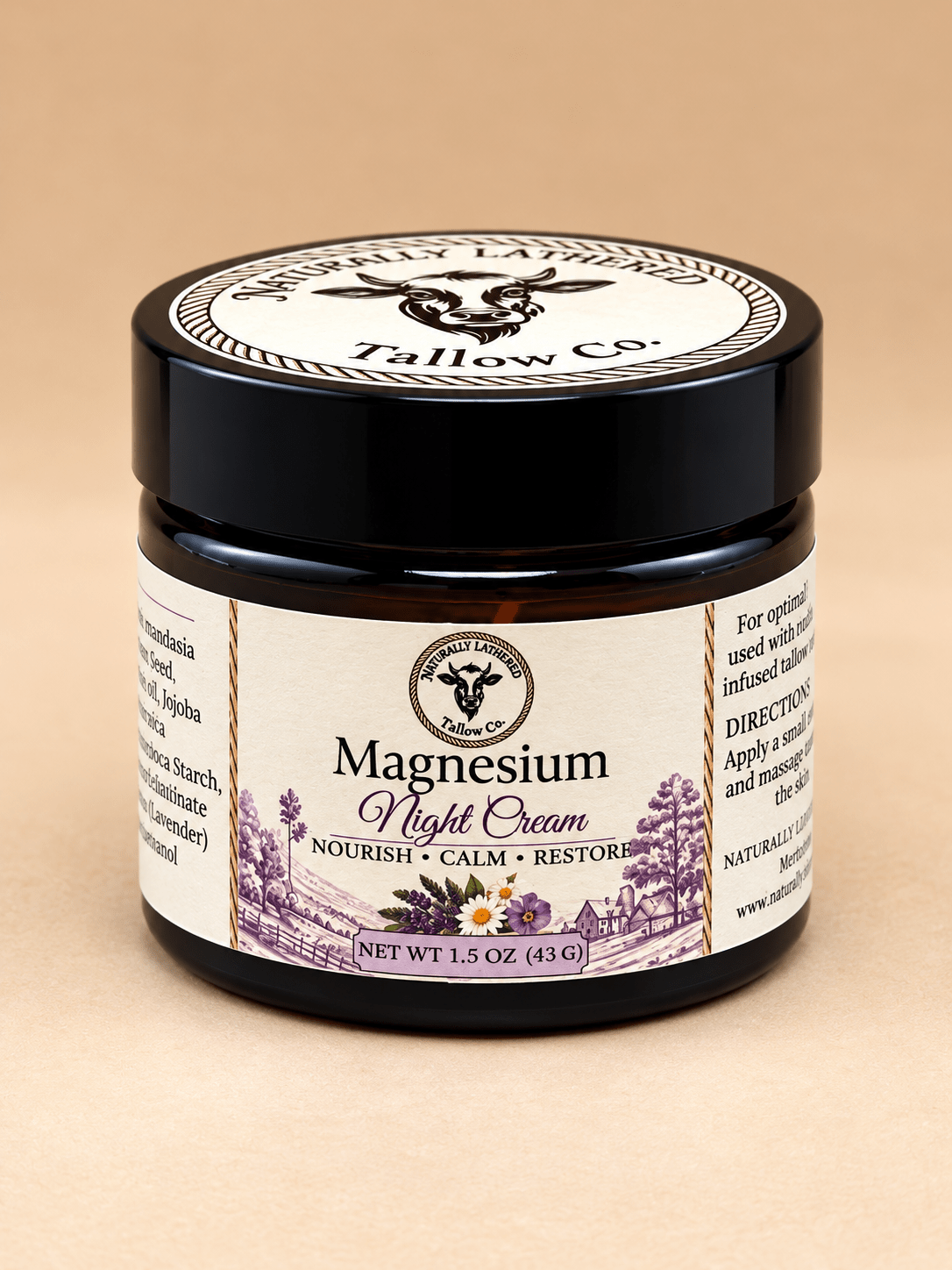 Magnesium Night Cream | Tallow & Magnesium Body Cream - Naturally Lathered Tallow Co.