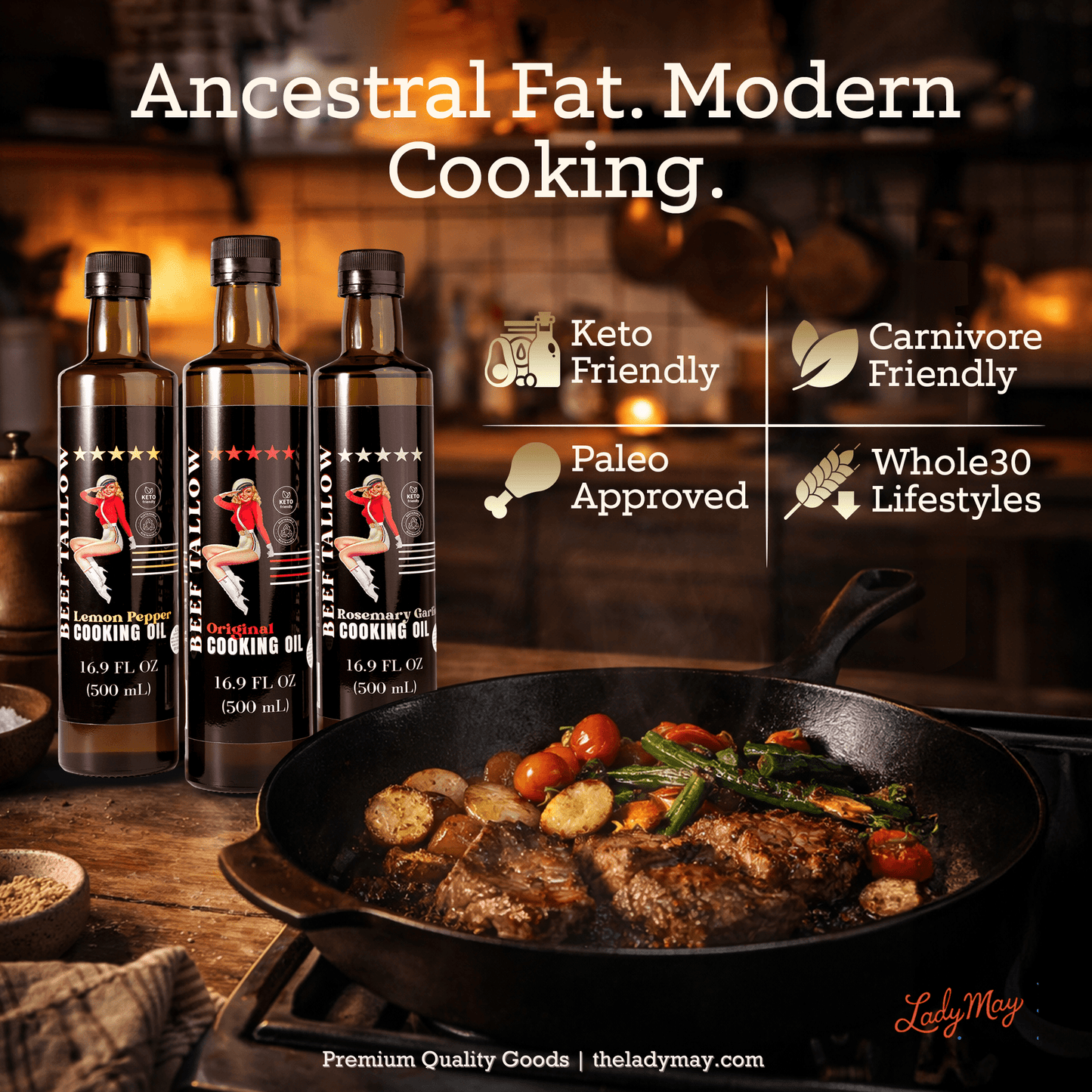 Premium Grass - Fed Beef Tallow Cooking Oil - Restaurant - Proven | Choose Your Flavor - Naturally Lathered Tallow Co.