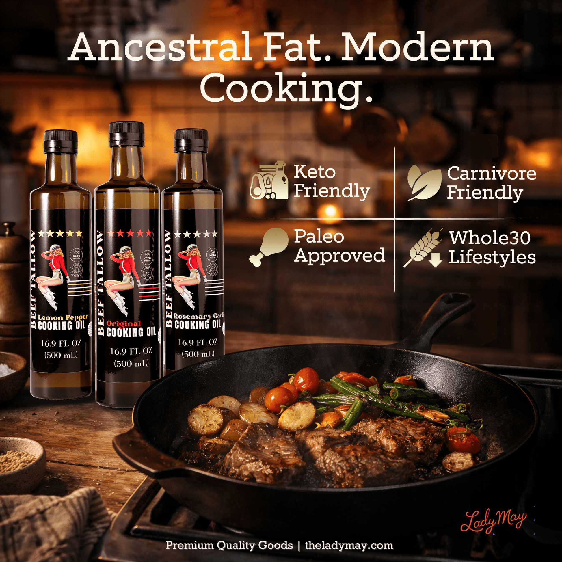 Premium Grass - Fed Beef Tallow Cooking Oil - Restaurant - Proven | Choose Your Flavor - Naturally Lathered Tallow Co.
