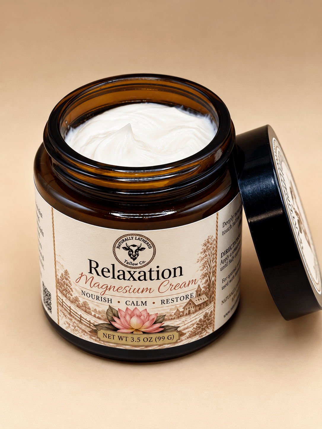 Relaxation Magnesium Cream | Tallow & Magnesium Body Cream - Naturally Lathered Tallow Co.