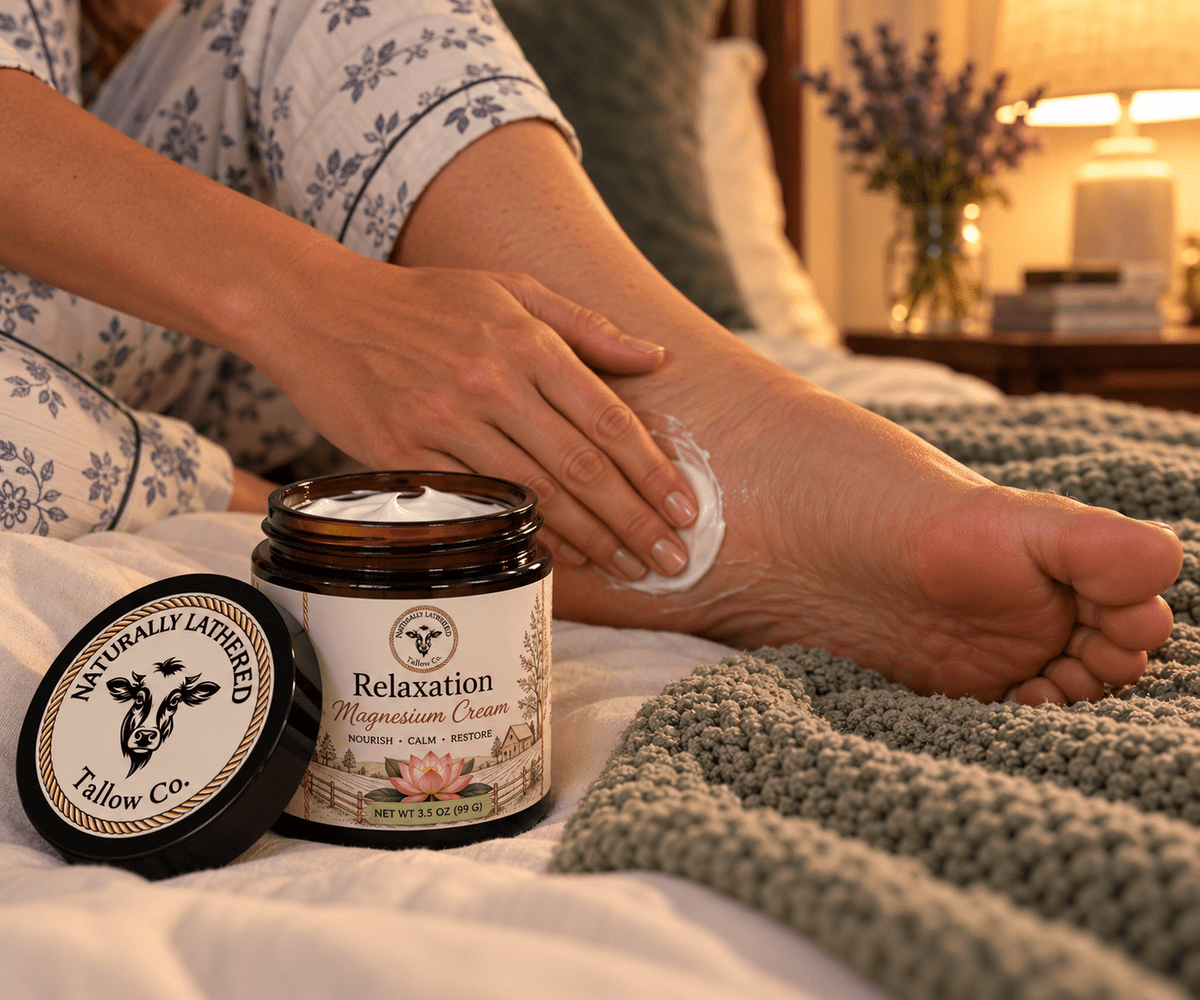 Relaxation Magnesium Cream | Tallow & Magnesium Body Cream - Naturally Lathered Tallow Co.