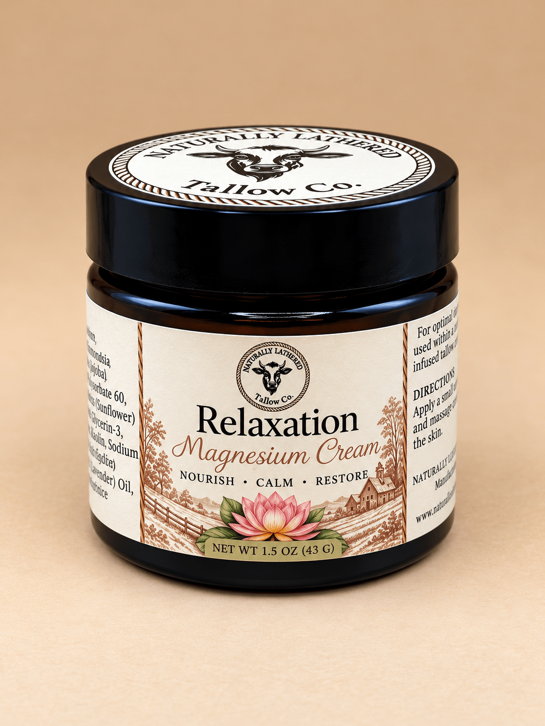 Relaxation Magnesium Cream | Tallow & Magnesium Body Cream - Naturally Lathered Tallow Co.