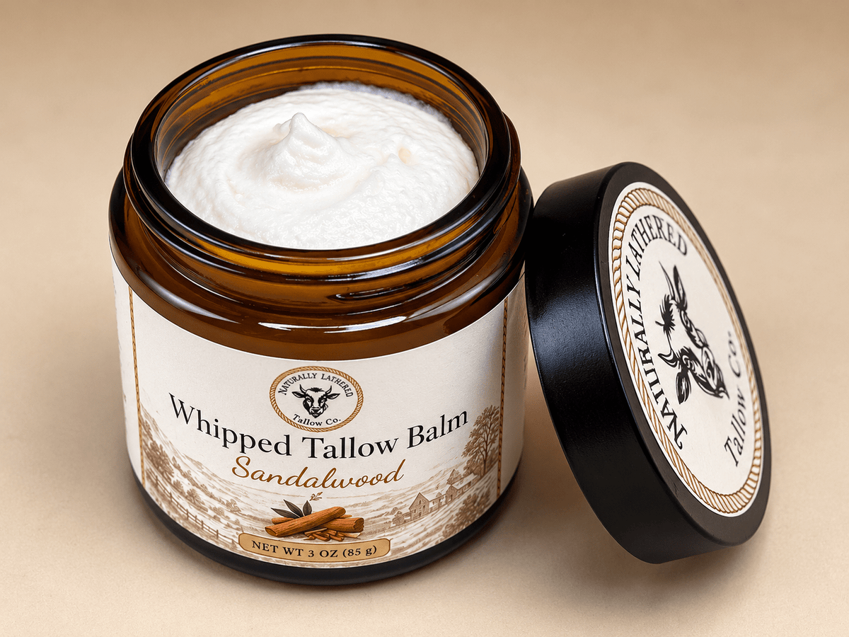 Sandalwood Whipped Tallow Balm | Nourishing Face & Body Moisturizer - Naturally Lathered Tallow Co.