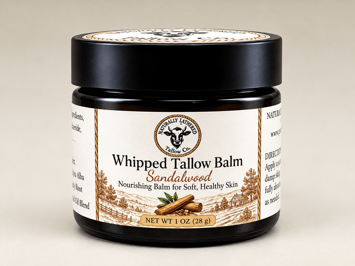 Sandalwood Whipped Tallow Balm | Nourishing Face & Body Moisturizer - Naturally Lathered Tallow Co.