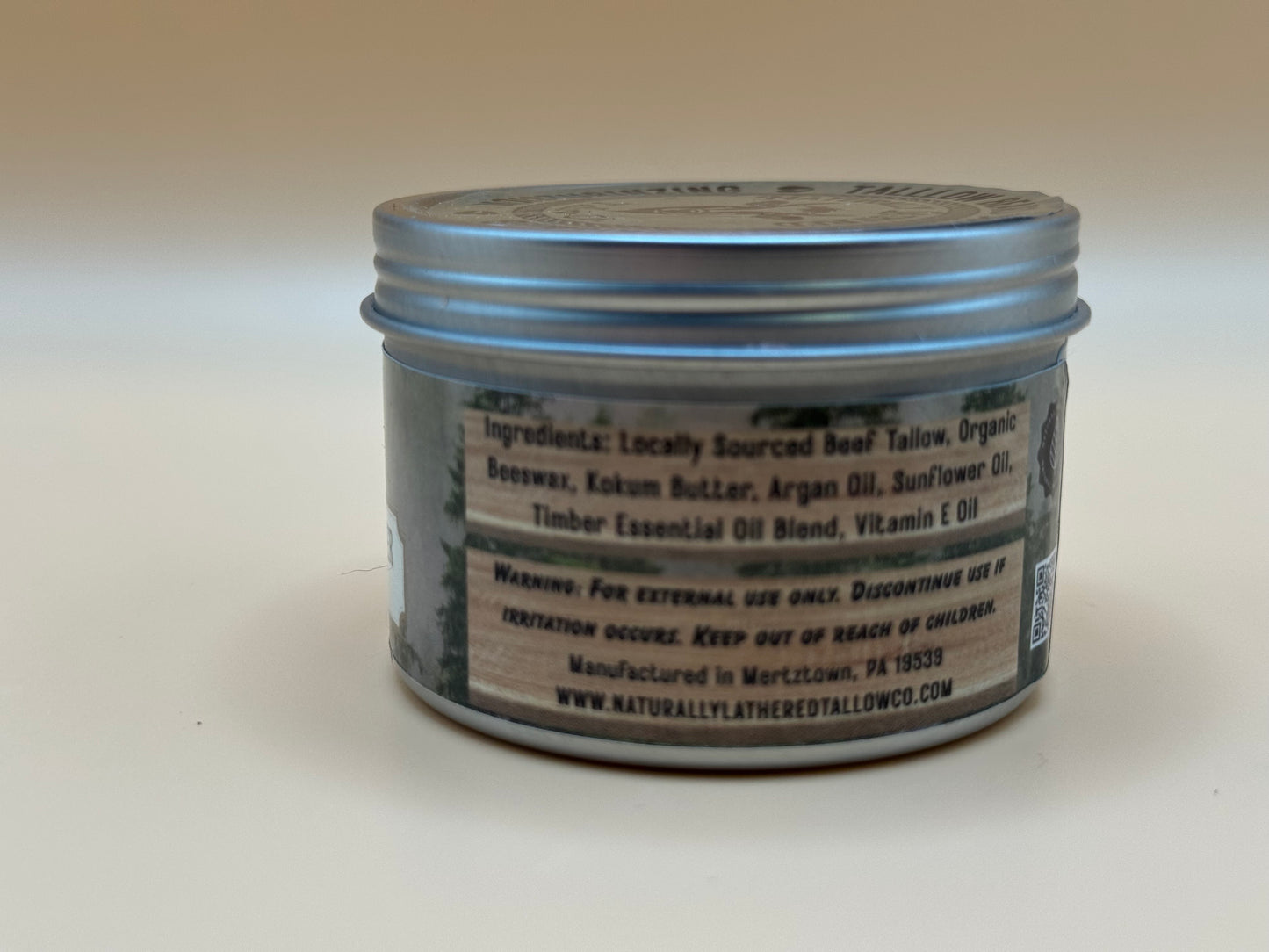 Jar with a label on a beige background